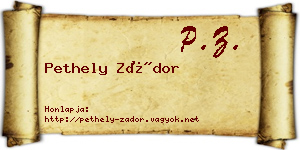 Pethely Zádor névjegykártya